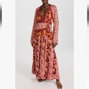 Free People Floral Maxi Dress - Red and Pink